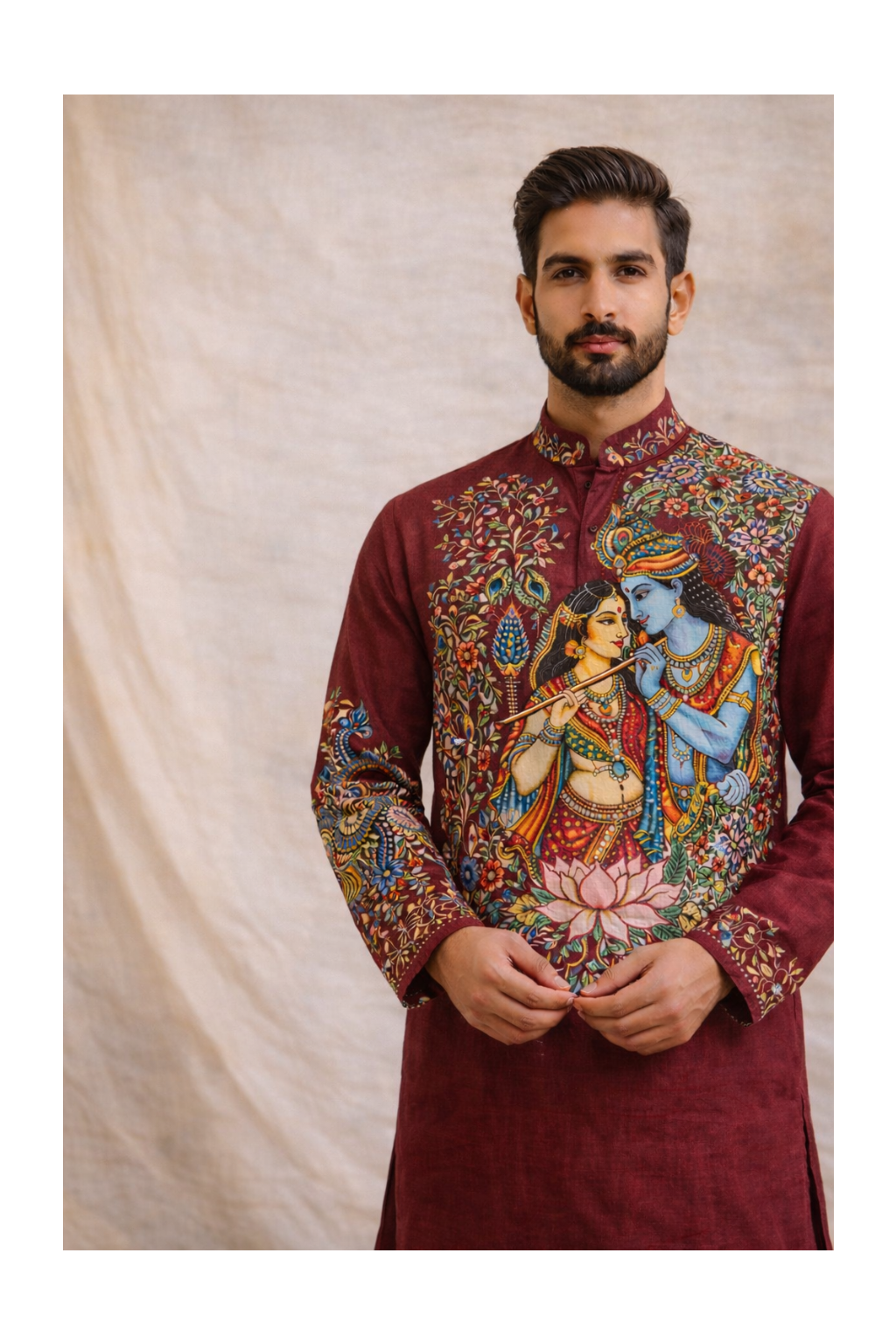 Signature Madhubani Hand-Painted Kurta for Men